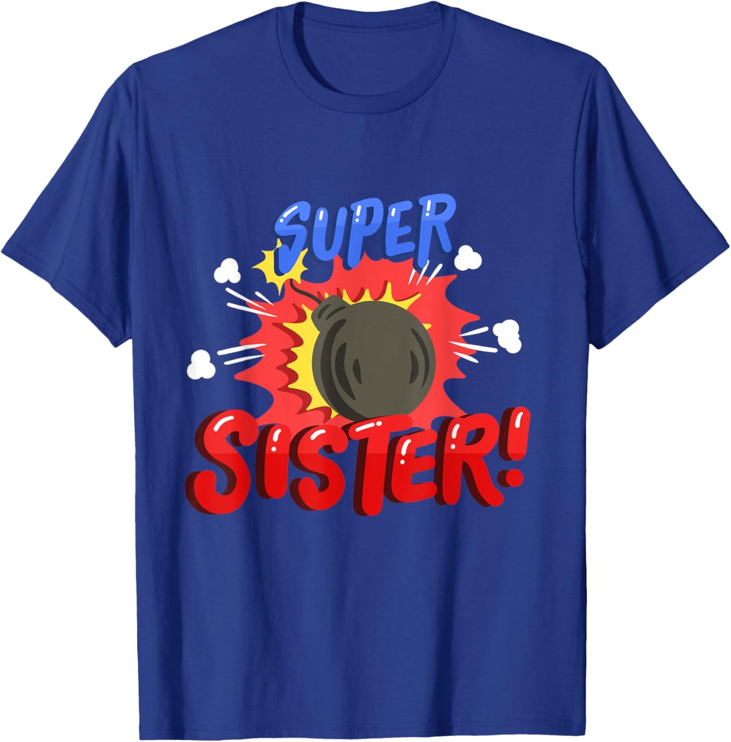 Sister Superhero Comic Birthday Party Family Matching T-Shirt - T-Shirt | Royal