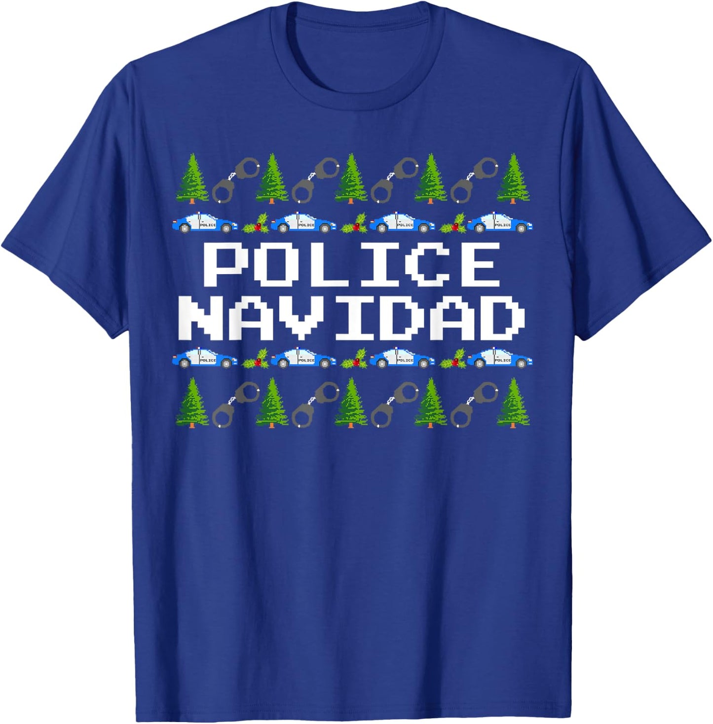 Police Navidad - Ugly Sweater Style Xmas Christmas Police T-Shirt - T-Shirt | Royal