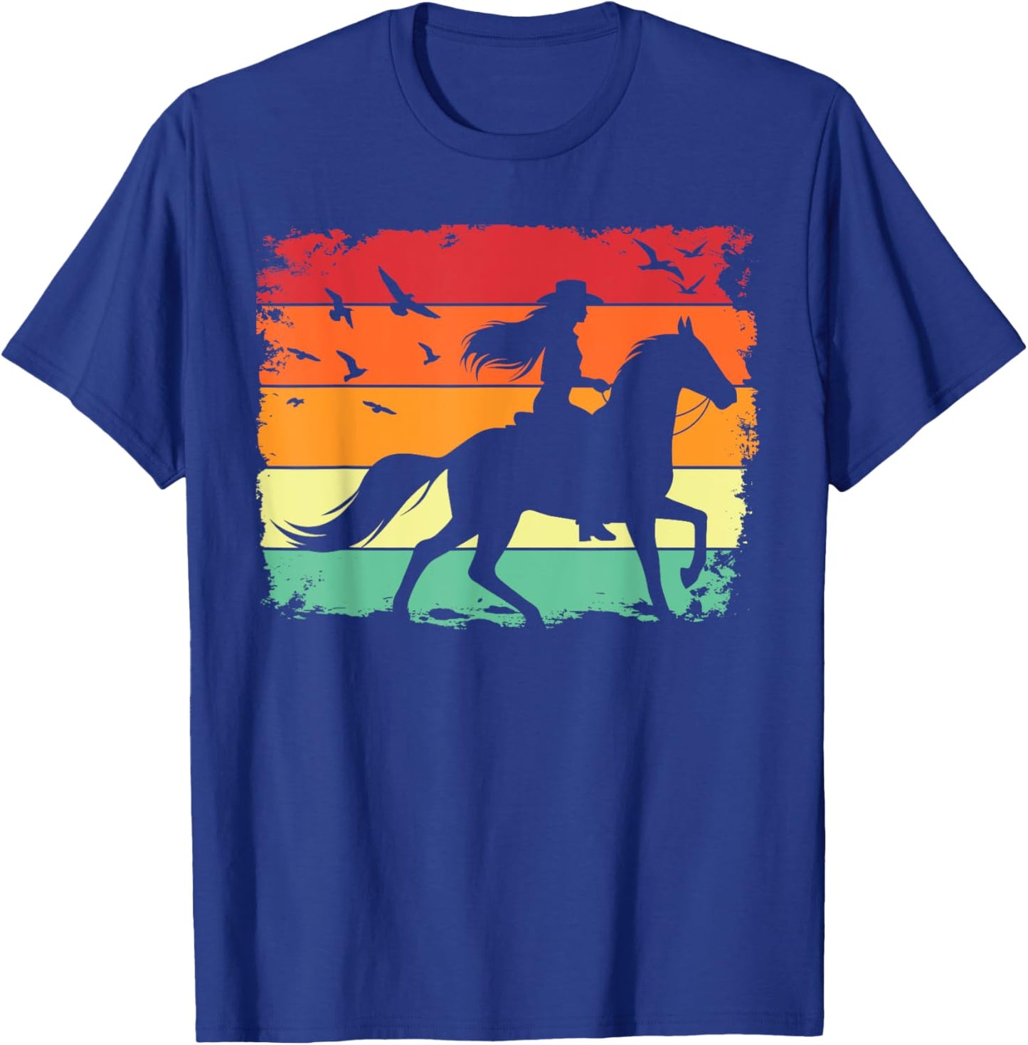 Western Cowgirl Halter Horse Retro Sunset Vintage Style T-Shirt - T-Shirt | Royal