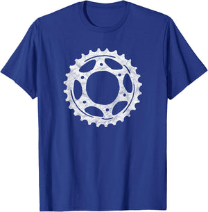 Bike Sprocket Gear Mountain Biking Vintage Minimalist T-Shirt - T-Shirt | Royal