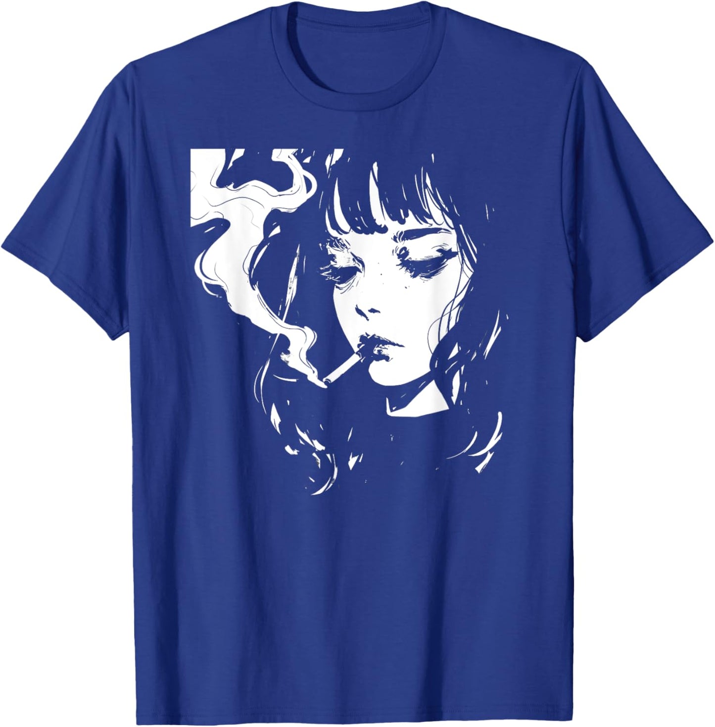 Soft Grunge Kawaii Anime Girl Smoking Waifu Otaku Japanese T-Shirt - T-Shirt | Royal