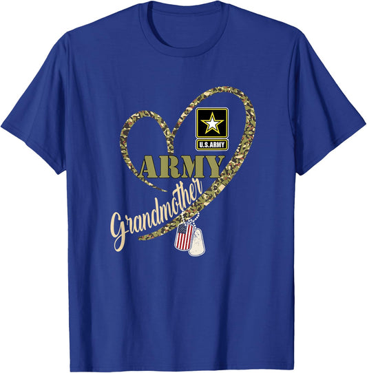 Proud Army Grandmother Shirt Funny Military Heart Camouflage T-Shirt - T-Shirt | Royal
