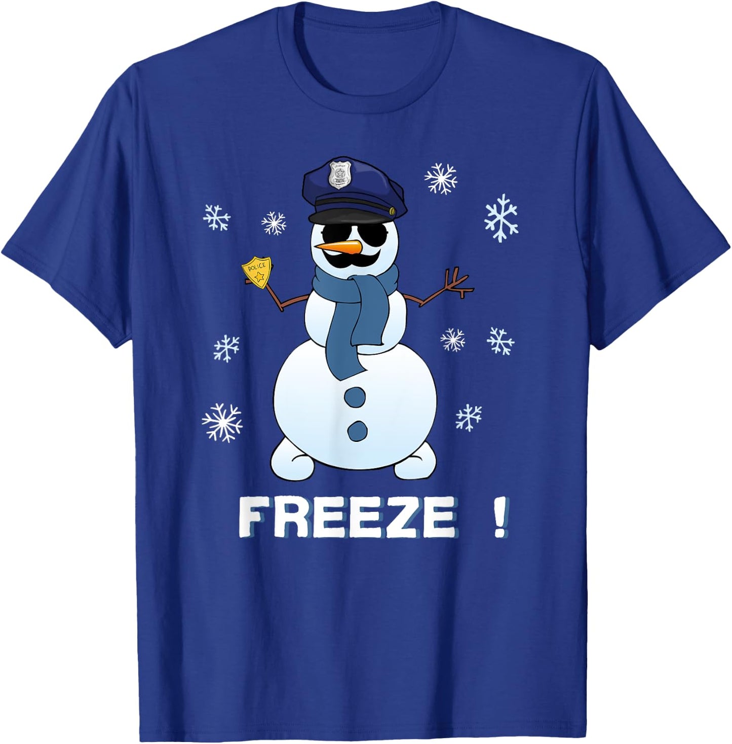 Cop Snowman Shirt Freeze Christmas Party Gift Xmas T-Shirt - T-Shirt | Royal