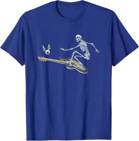 Surfing Skeleton - by Emek Artman T-Shirt - T-Shirt | Royal