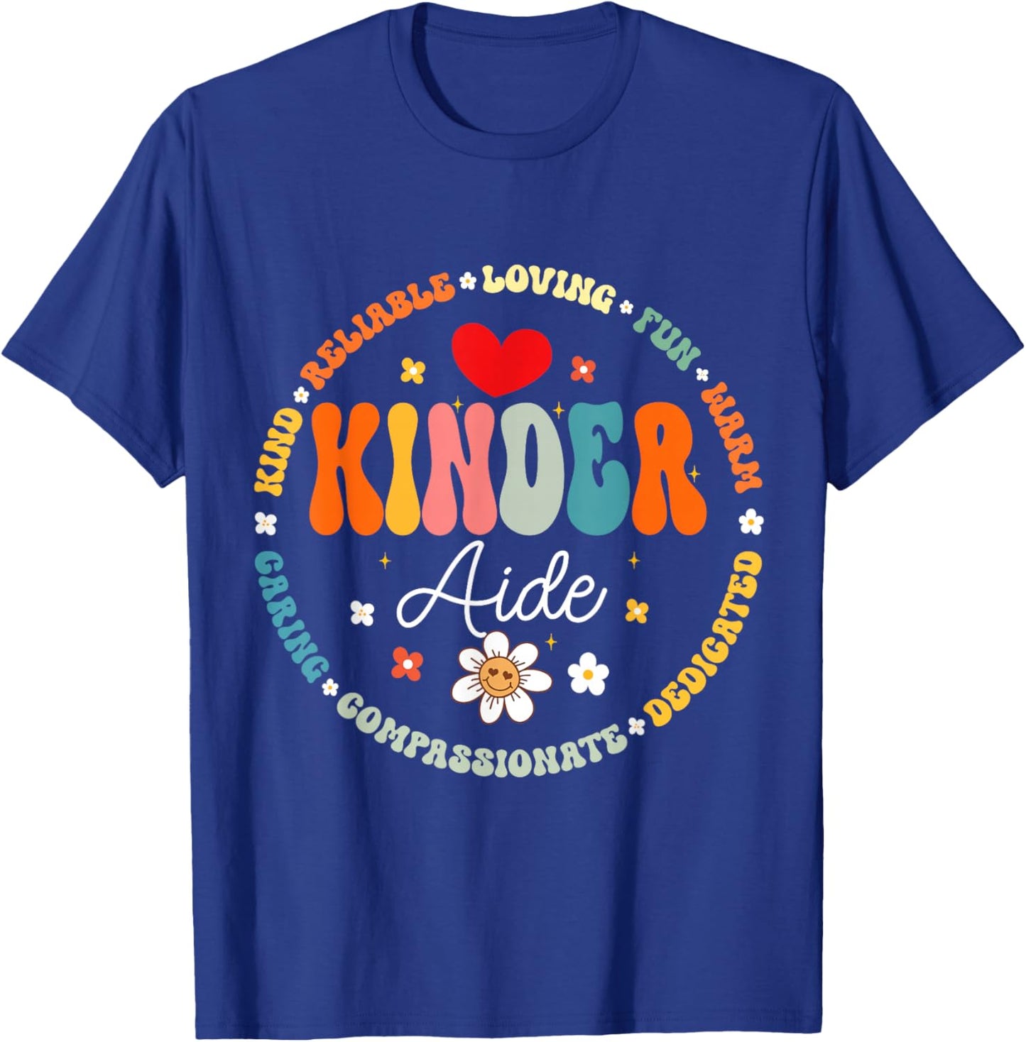 Groovy Kinder Aide Teacher First Day Of School Men Women Kids T-Shirt - T-Shirt | Royal