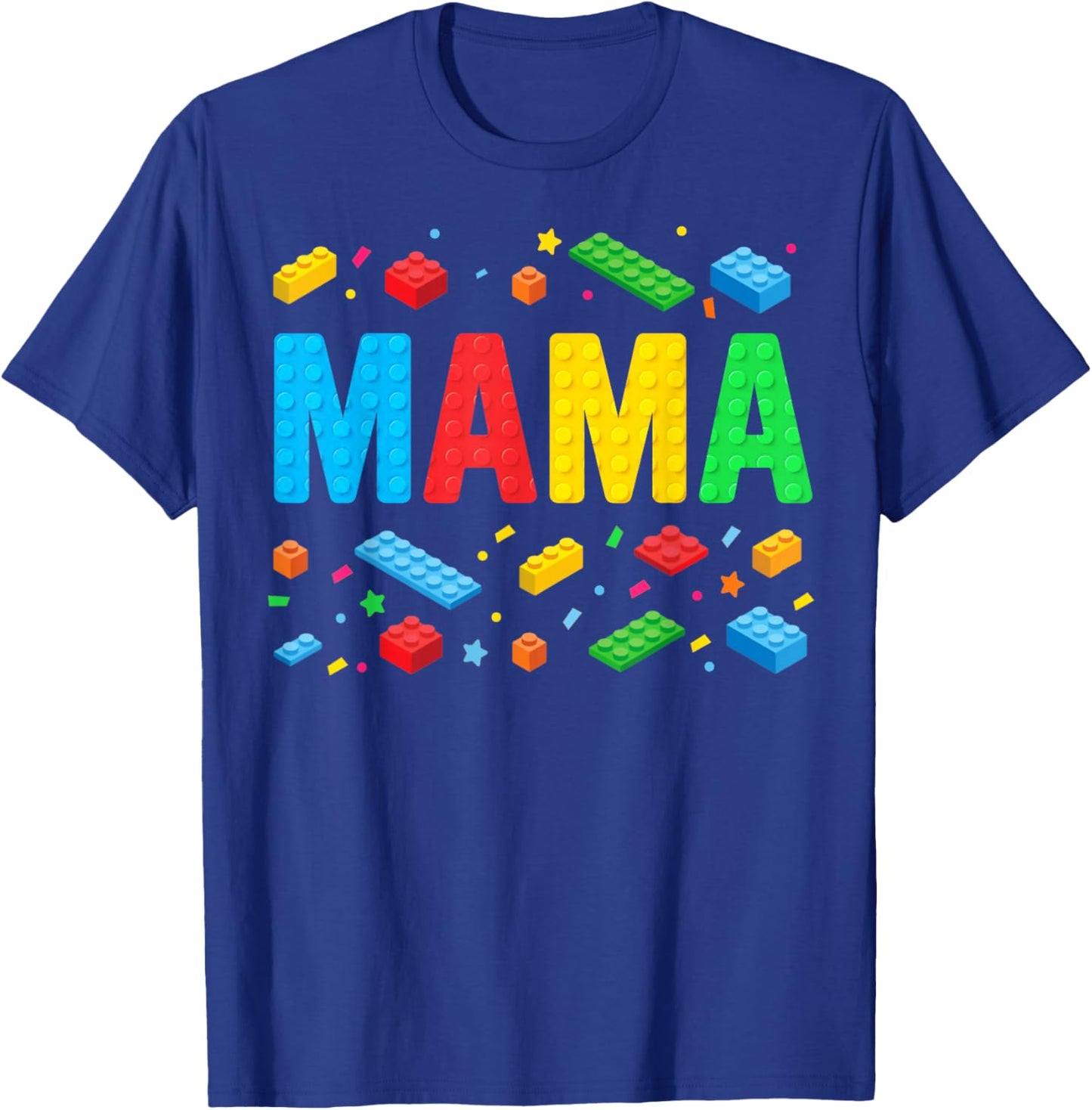 Mama Master Builder Building Bricks Blocks Funny Mothers Day T-Shirt - T-Shirt | Royal