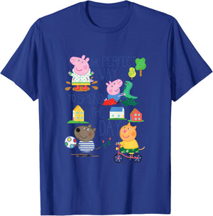 Kids Peppa Pig Peppa and George Perfect Way to Spend The Day! T-Shirt - T-Shirt | Royal