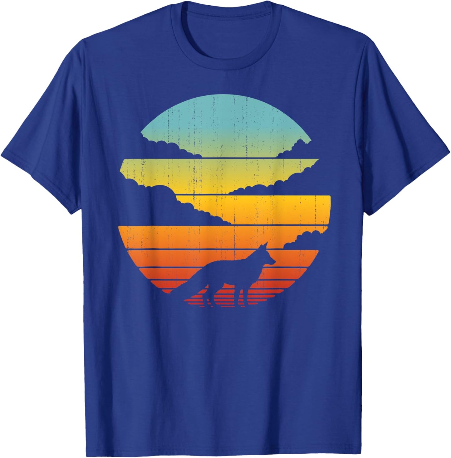 Fox Retro Vintage 60s 70s Sunset Mammal Animal Lovers Men T-Shirt - T-Shirt | Royal