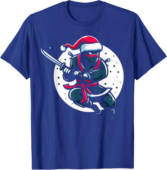 Funny Christmas Ninja Santa Hat for Boys Kids Ninja Lovers T-Shirt - T-Shirt | Royal