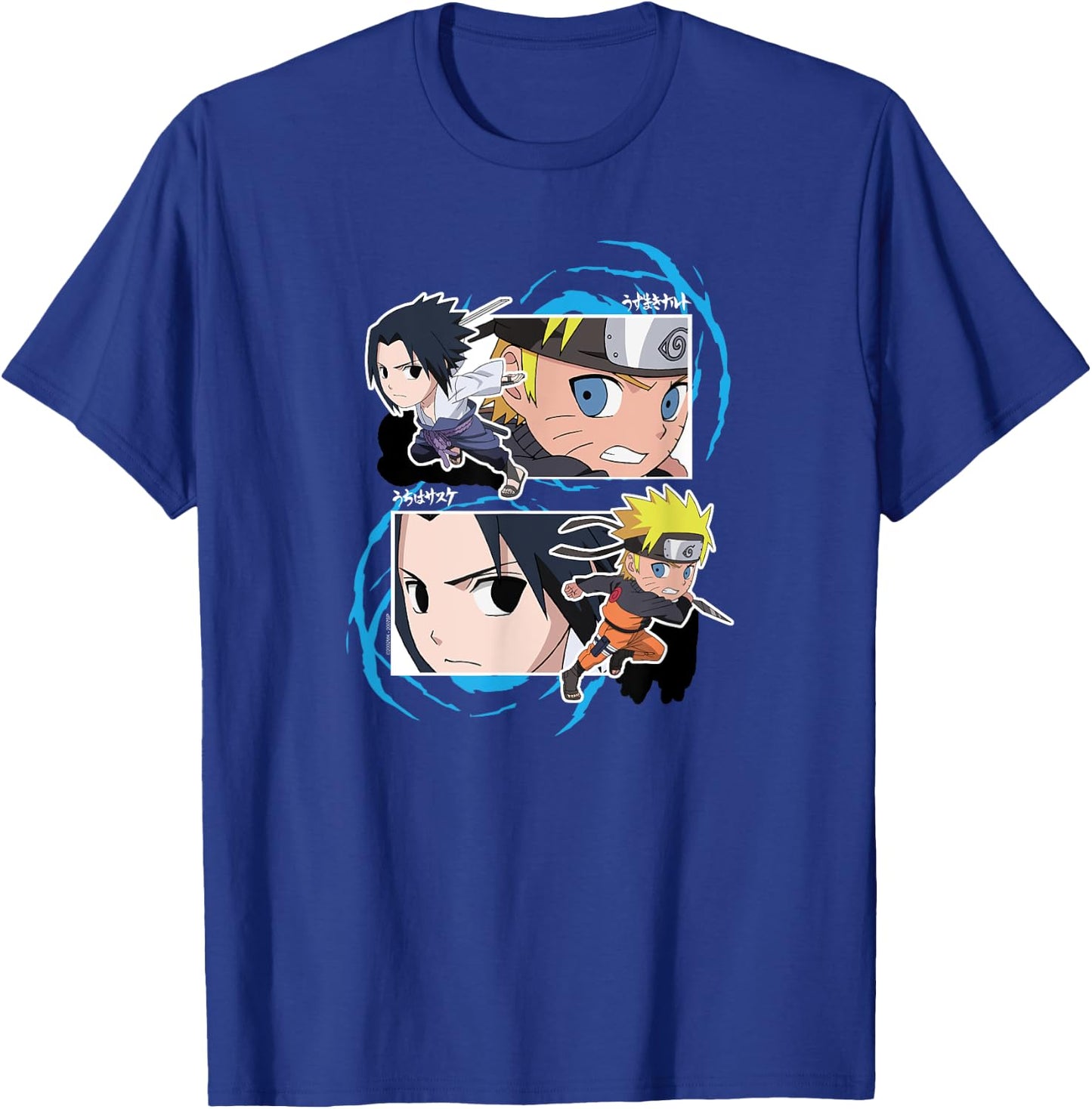 Naruto and Sasuke SD Fight Frames Anime T-Shirt - T-Shirt | Royal