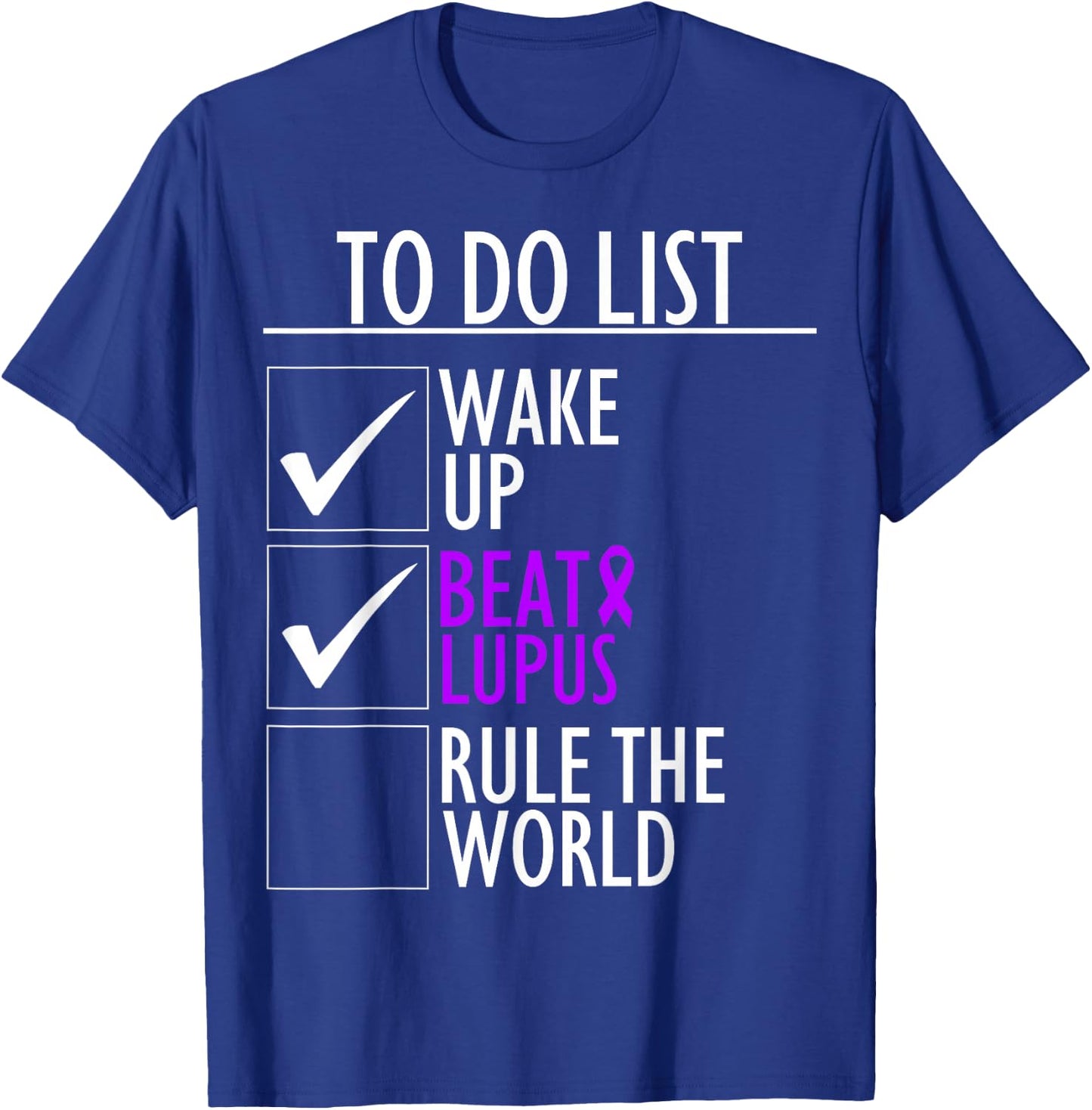 Purple Ribbon Wolf To Do List Beat Lupus Awareness T-Shirt - T-Shirt | Royal