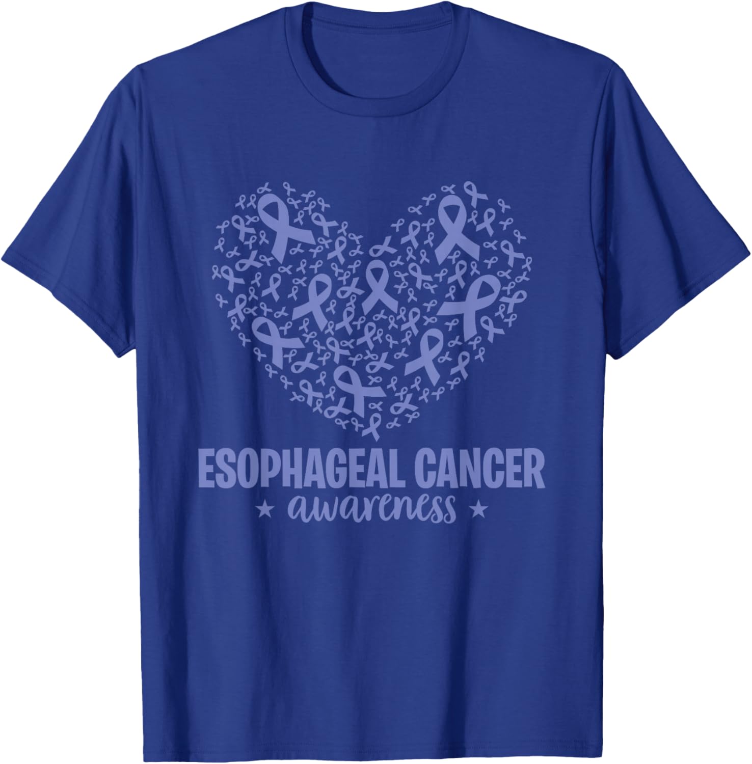 Esophageal Cancer Awareness Periwinkle Ribbon Heart T-Shirt - T-Shirt | Royal