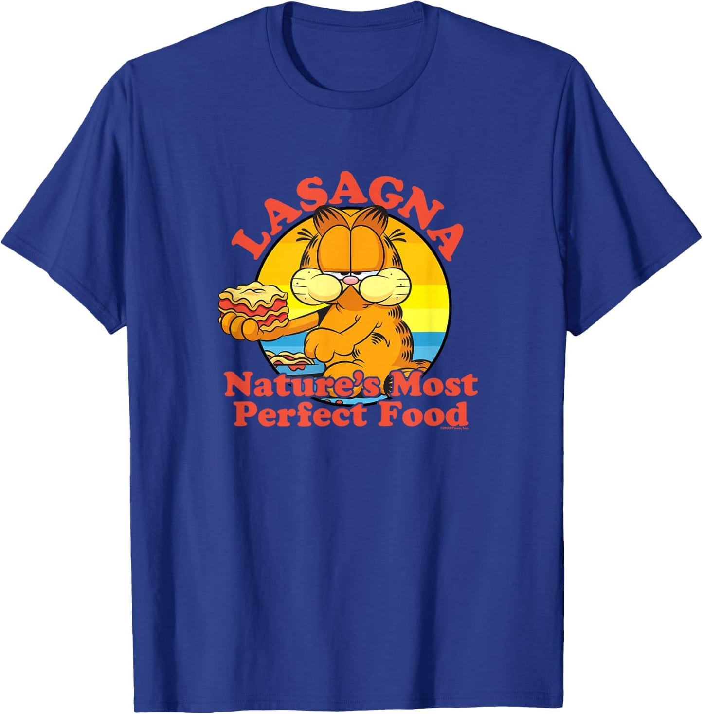 Garfield Lasagna Nature's Most Perfect Food Garfield Circle T-Shirt - T-Shirt | Royal