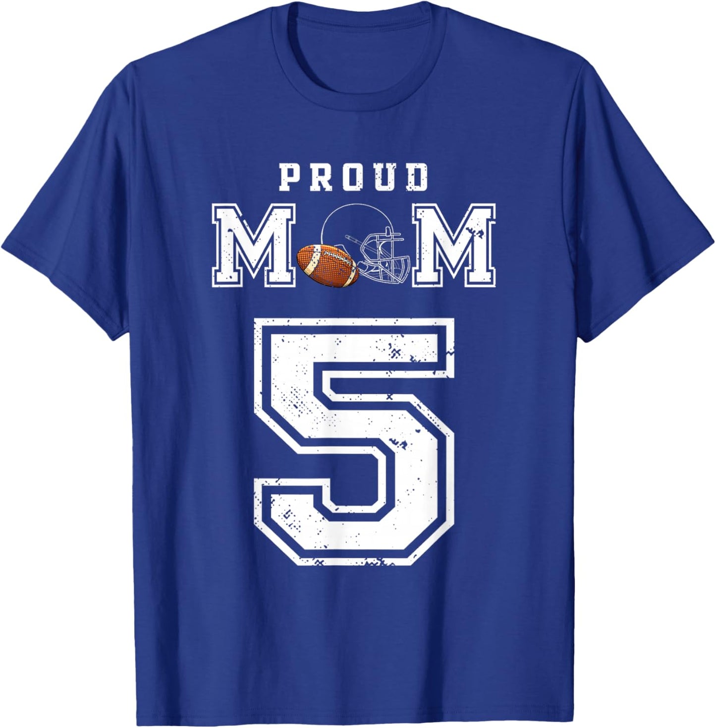 Custom Proud Football Mom Number 5 Personalized T-Shirt - T-Shirt | Royal