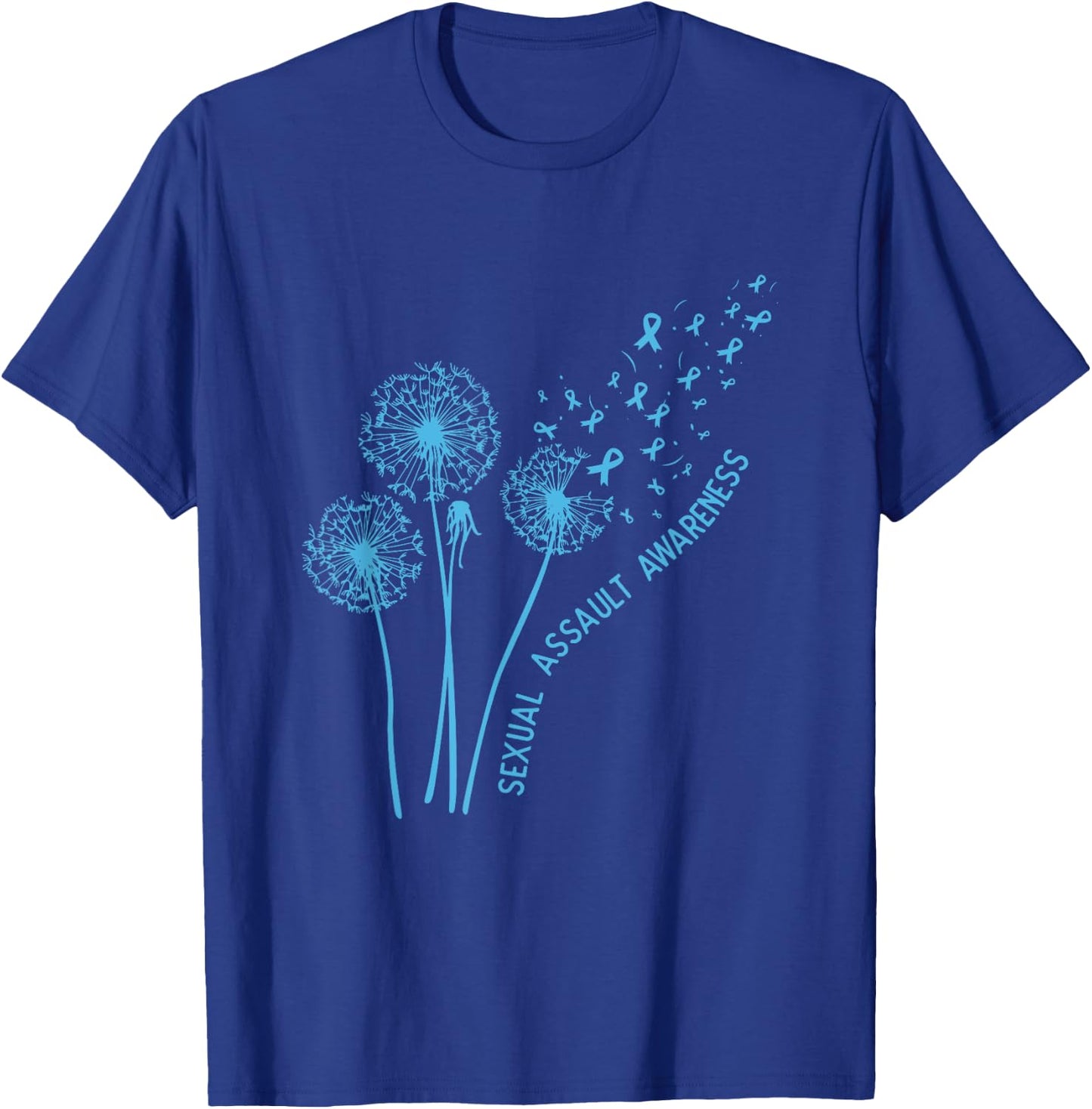 April Sexual Assault Awareness Month Teal Dandelion Ribbons T-Shirt - T-Shirt | Royal