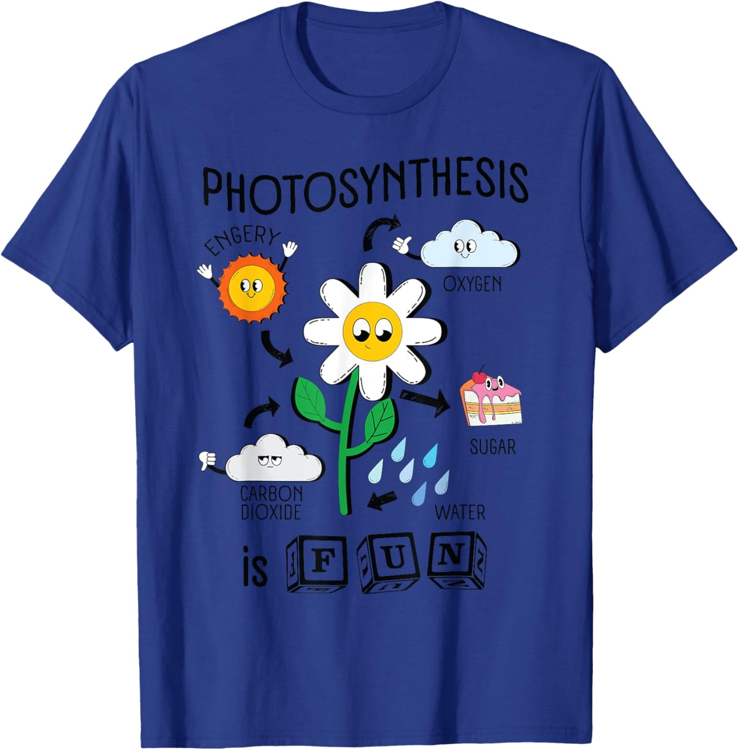 Photosynthesis is Fun Cartoon Plants Teacher Graphic Men Women Girls Kids T-Shirt - T-Shirt | Royal