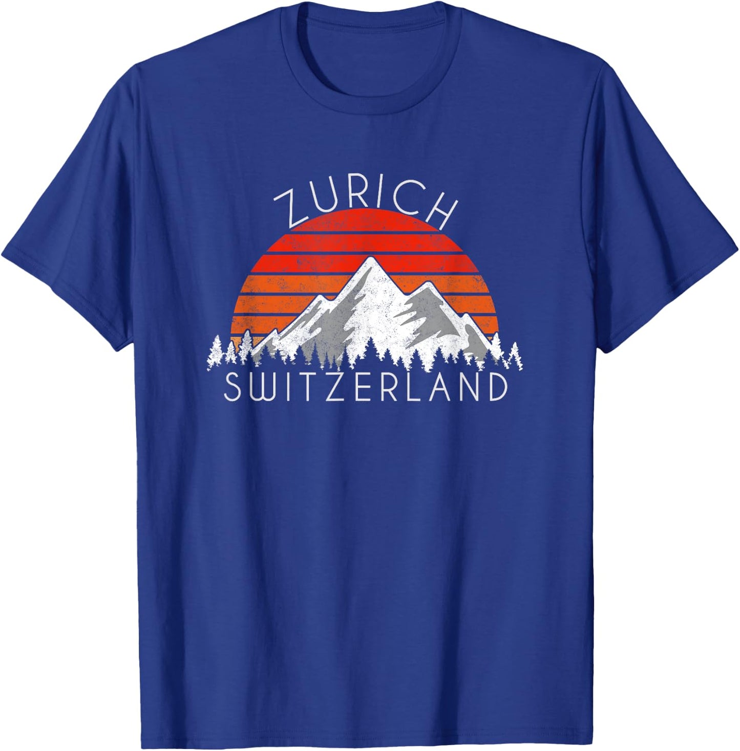 Vintage Zurich, Switzerland Distressed T-Shirt - T-Shirt | Royal