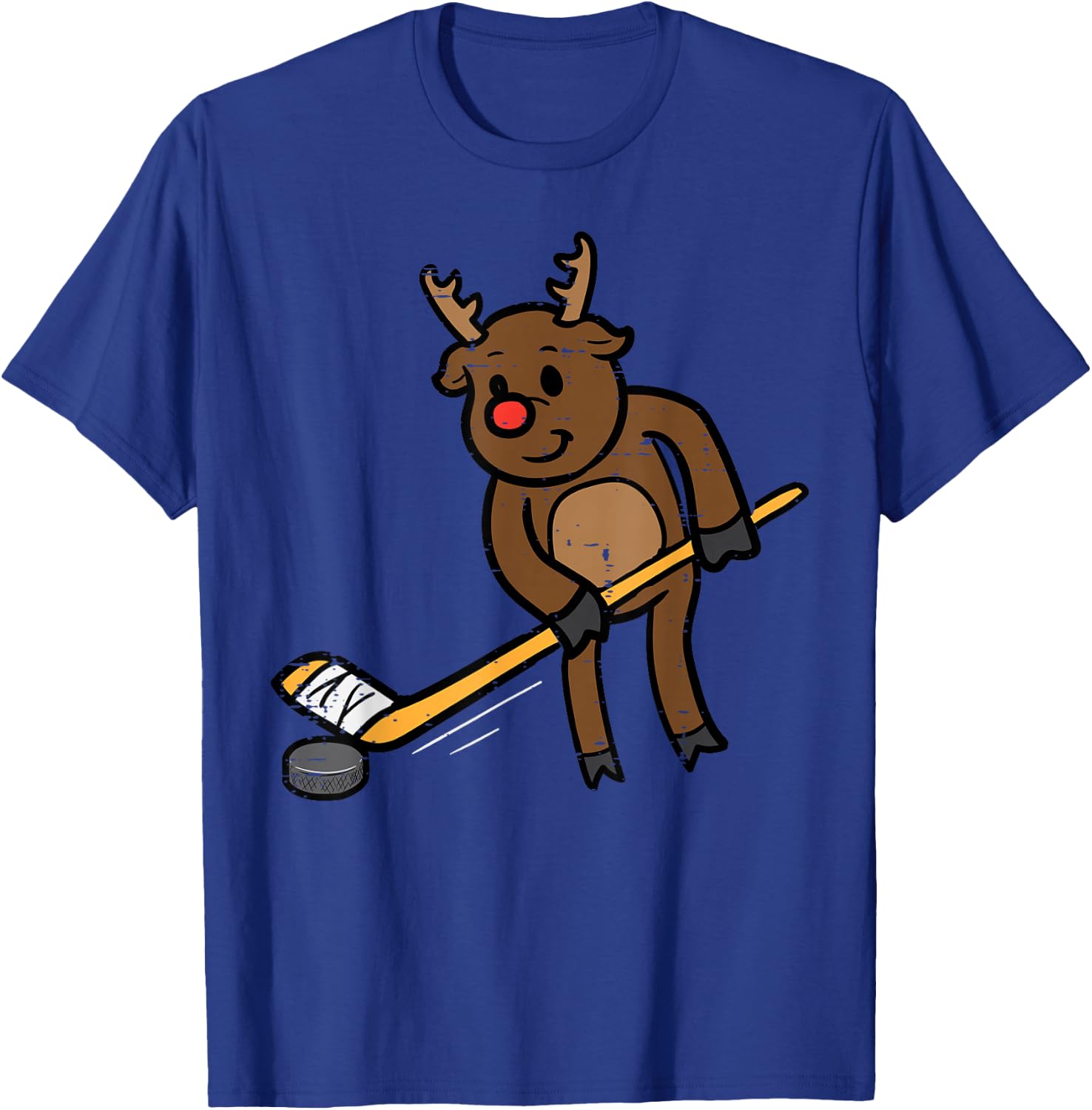 Christmas Reindeer Ice Hockey Funny Xmas Sport Men Boys Kids T-Shirt - T-Shirt | Royal