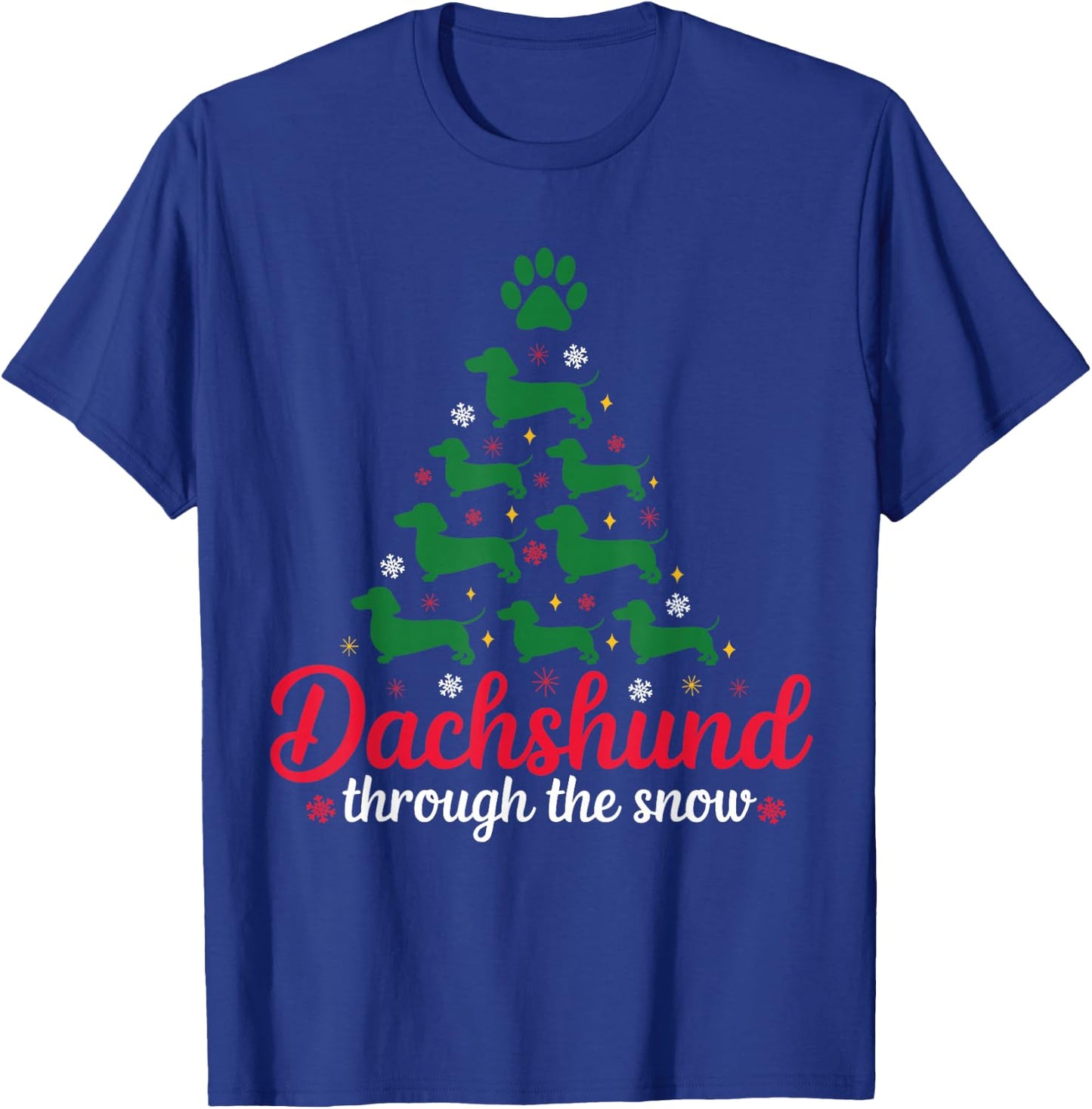 Funny Dachshund Christmas Dog tree Dachshund Xmas T-Shirt - T-Shirt | Royal