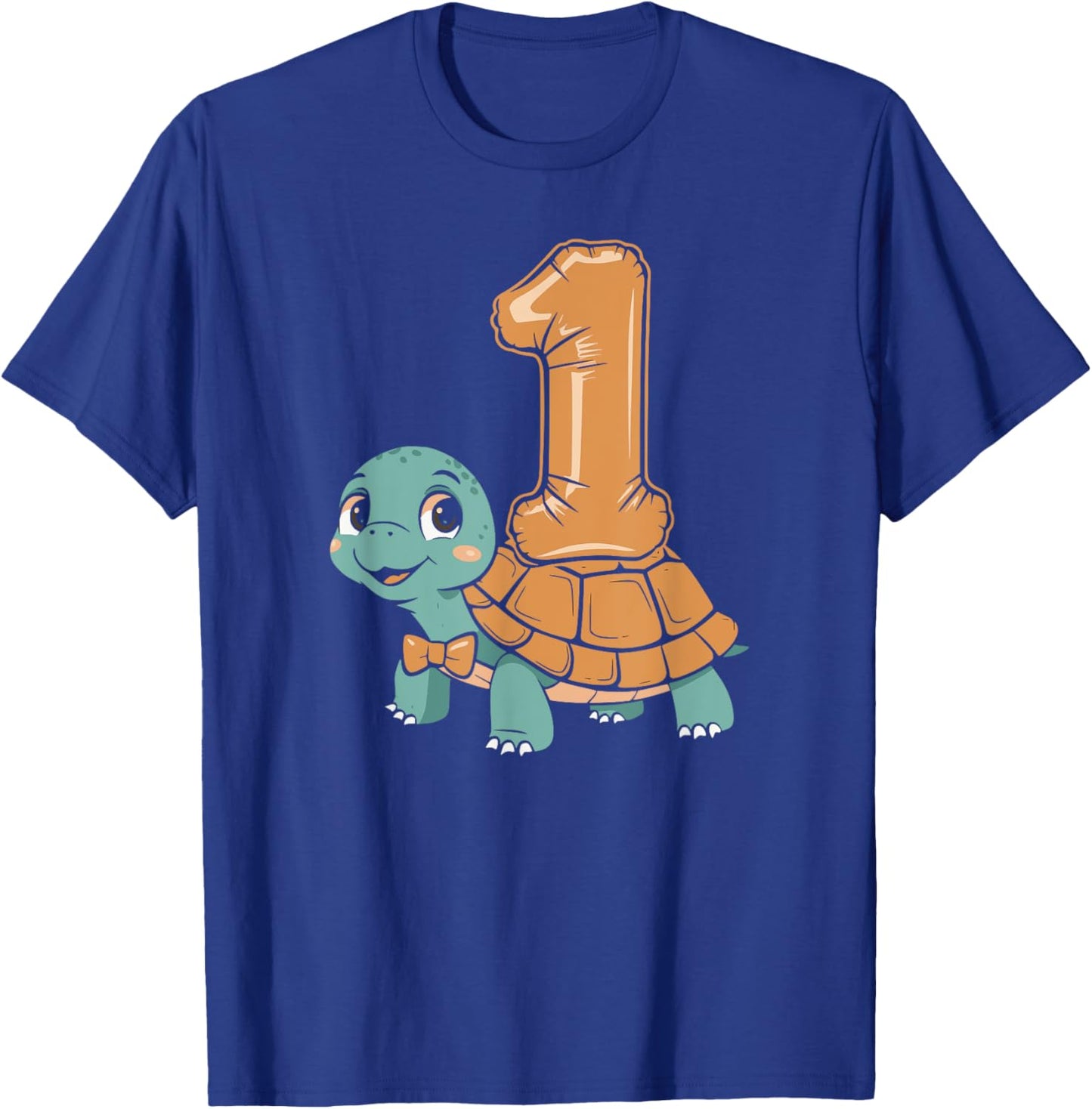 Cute Turtle With Balloon 1st Birthday Design For Kids T-Shirt - T-Shirt | Royal