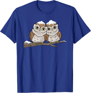 Christmas Owl Snow Bird Watching Gift Shirt Cute Owls T-Shirt - T-Shirt | Royal