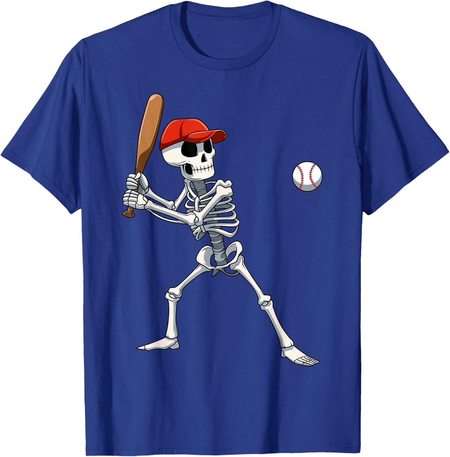 Baseball Skeleton Halloween Skeleton Playing Baseball T-Shirt - T-Shirt | Royal