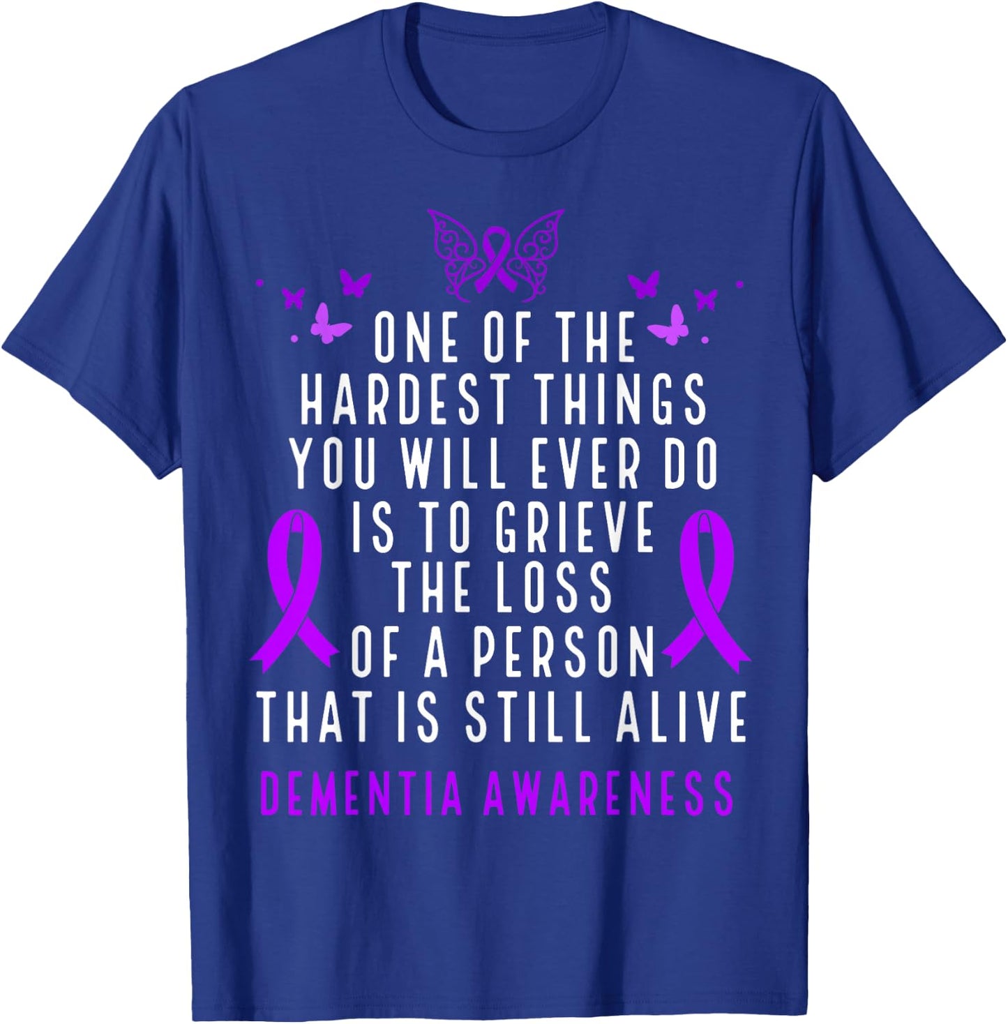 Dementia Awareness Month Butterfly Warrior Alzheimers T-Shirt - T-Shirt | Royal