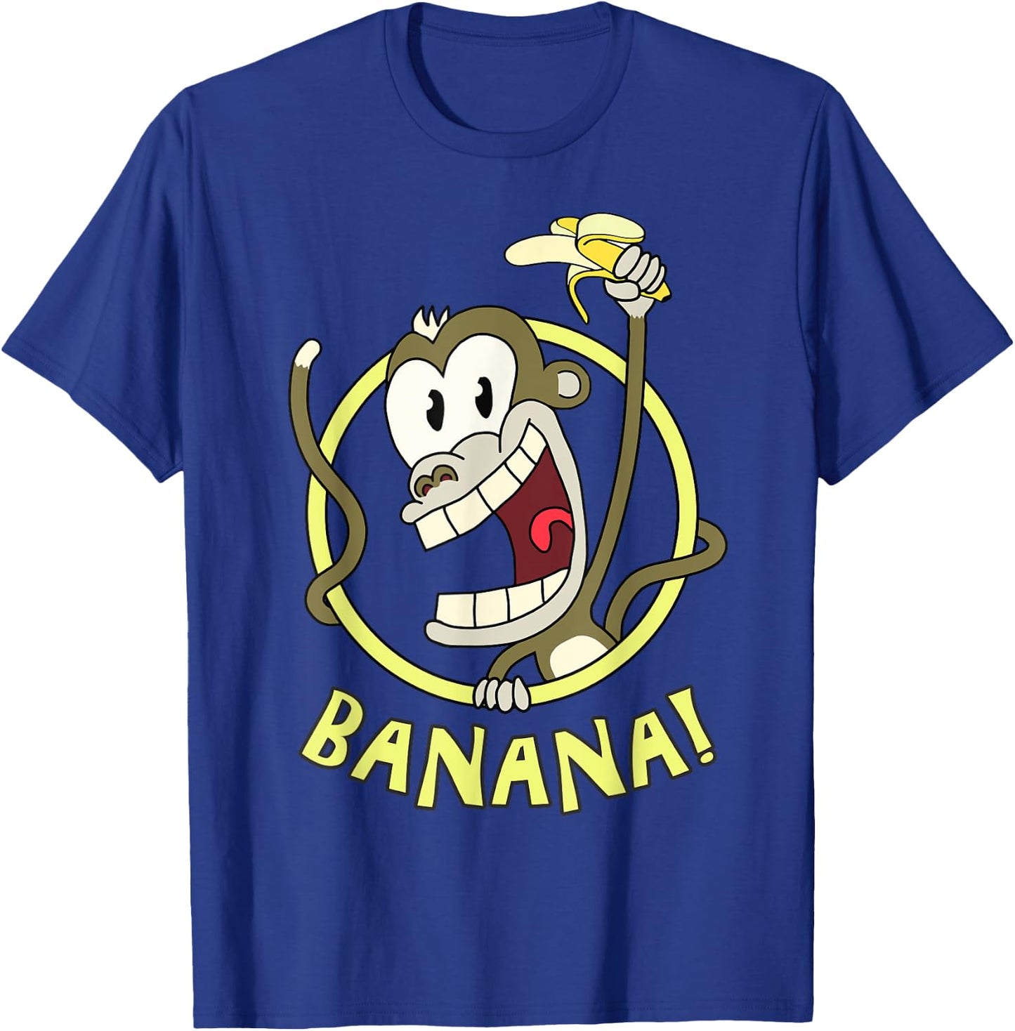 Happy Cartoon Banana Monkey.Cool, Funny and Cute. T-Shirt - T-Shirt | Royal