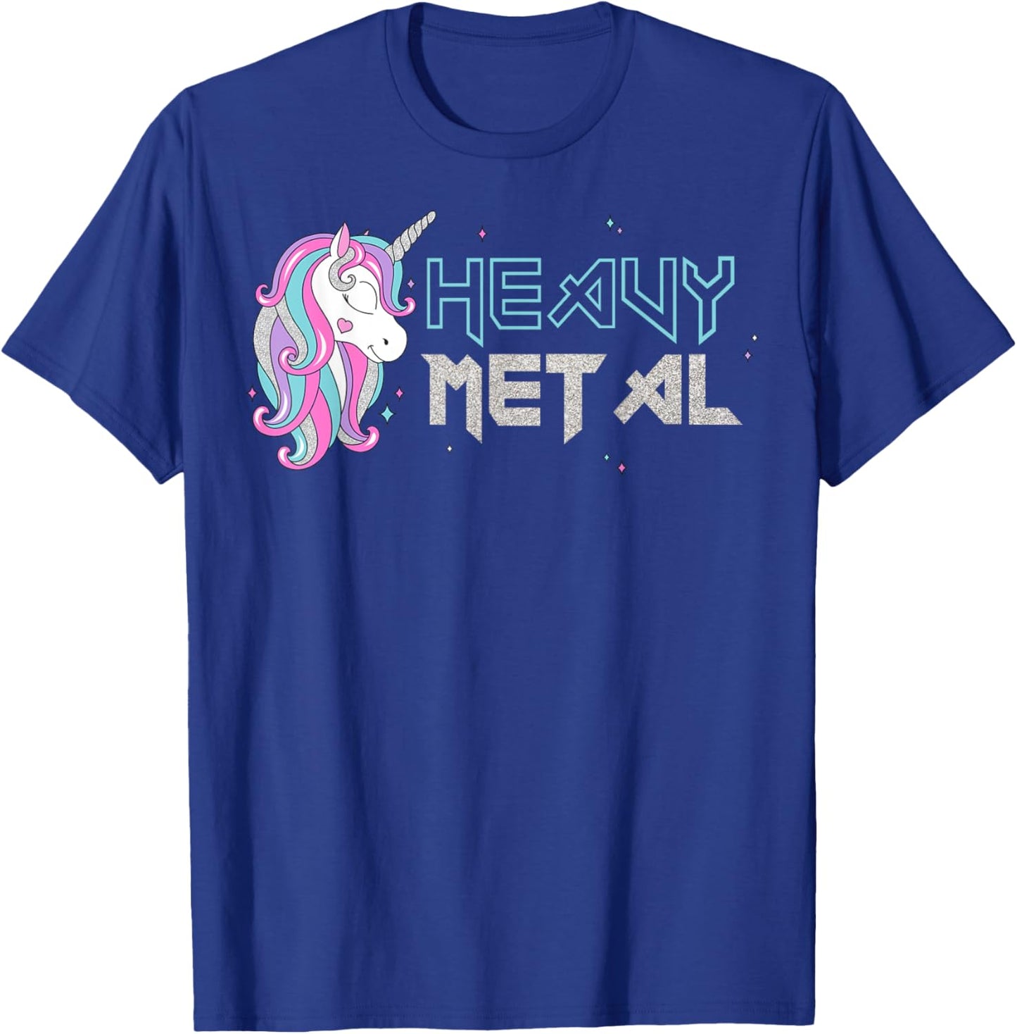 Funny Unicorn Shirt, Ironic Cool Unicorn Heavy Metal Music T-Shirt - T-Shirt | Royal