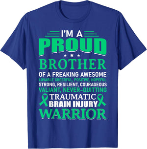 Traumatic Brain Injury Awareness TBI Brother Warrior Gift T-Shirt - T-Shirt | Royal