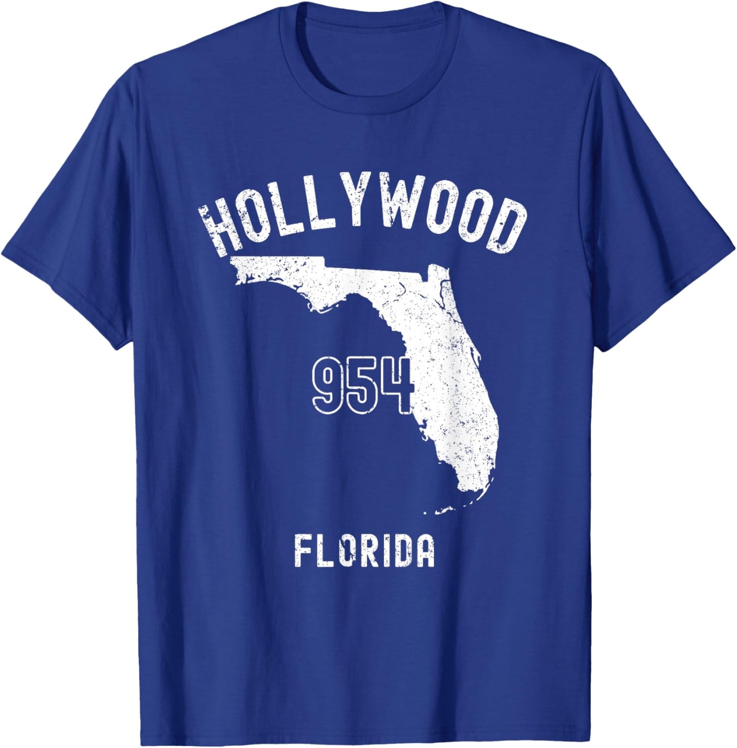 Hollywood Florida FL 954 Vintage Athletic Style T-Shirt - T-Shirt | Royal