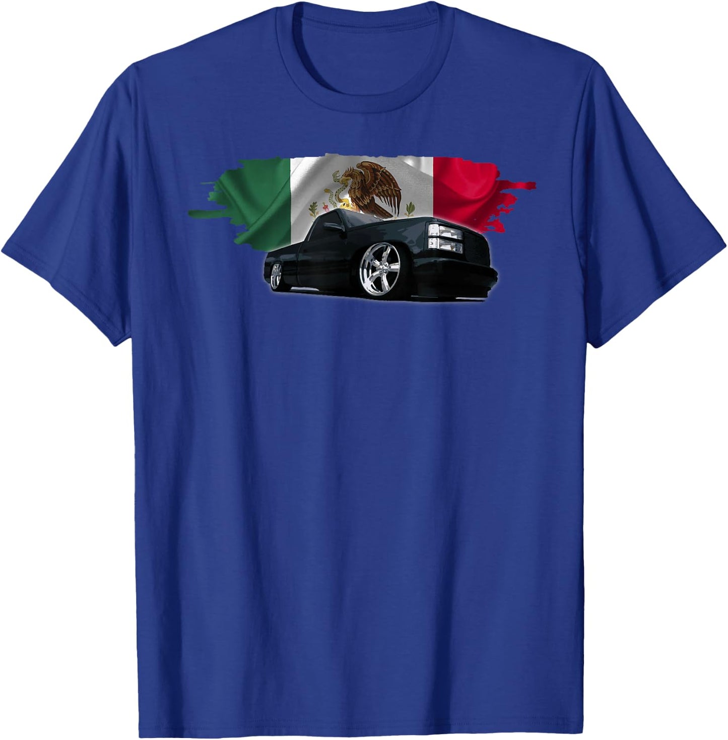 Trokiando OBS Truck slammed low Mexican Flag Colors T-Shirt - T-Shirt | Royal