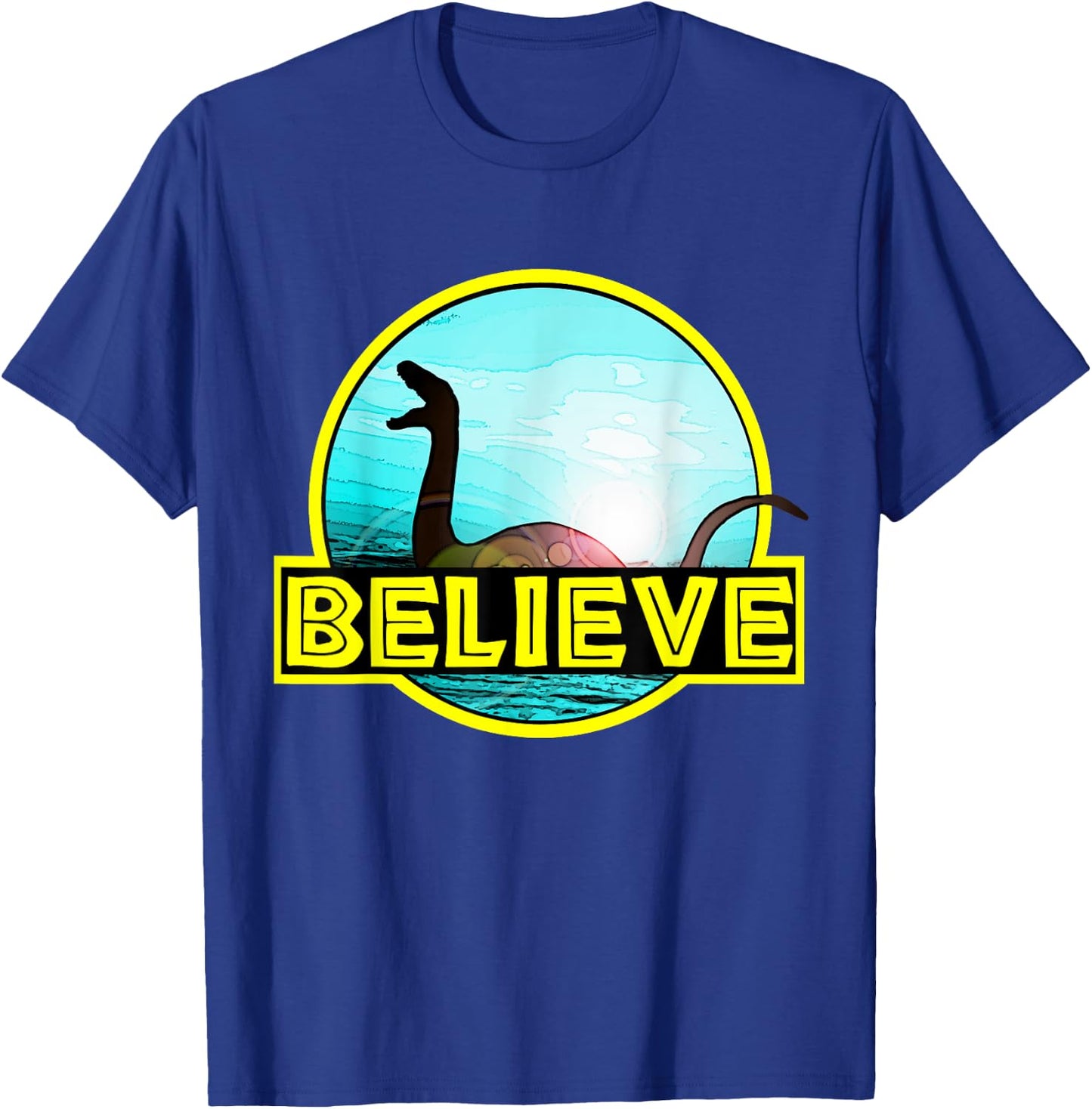 Believe Sea Monsters Ocean Plesiosaur Dinosaur Nessie Champ T-Shirt - T-Shirt | Royal