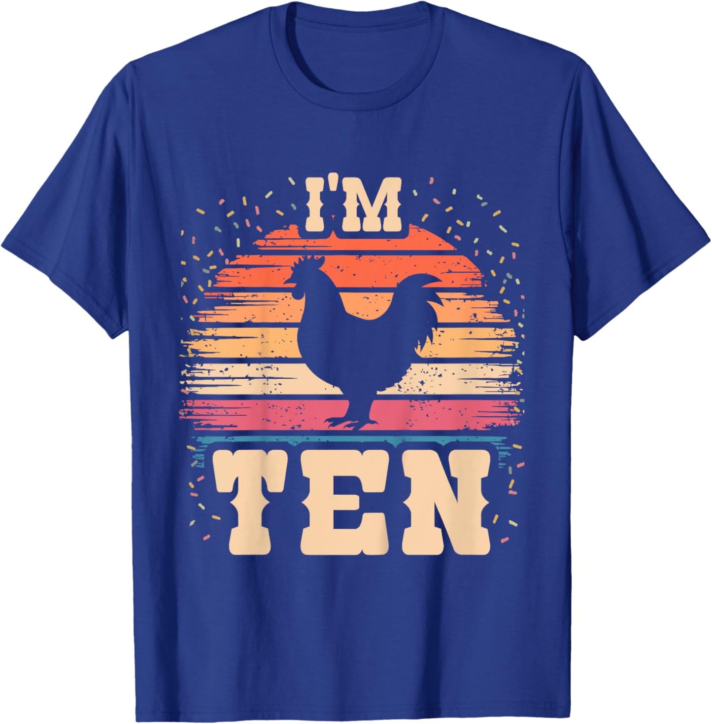 Chicken 10 Year Old Birthday Boy Girl 10th Chicken Birthday T-Shirt - T-Shirt | Royal