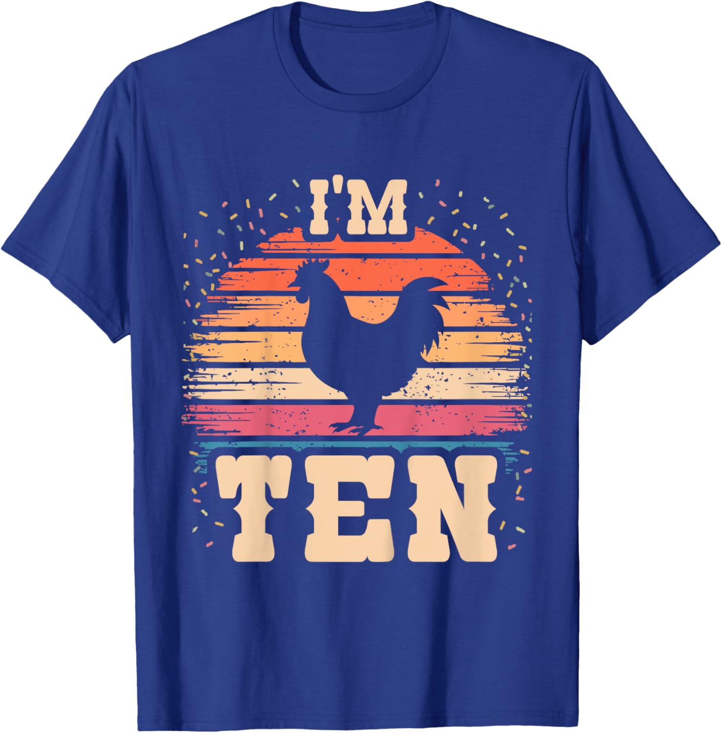 Chicken 10 Year Old Birthday Boy Girl 10th Chicken Birthday T-Shirt - T-Shirt | Royal