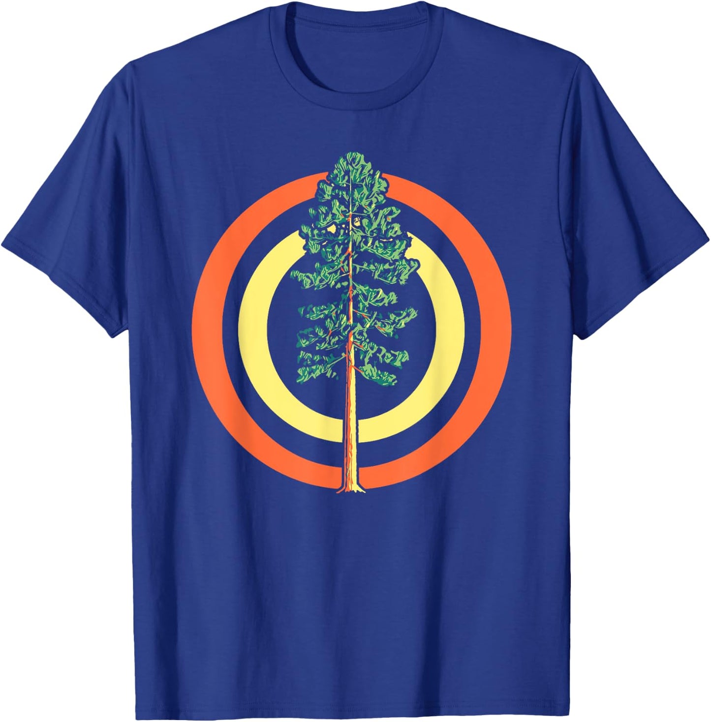 Retro Sun Minimalist Ponderosa Pine Tree Vintage Graphic T-Shirt - T-Shirt | Royal