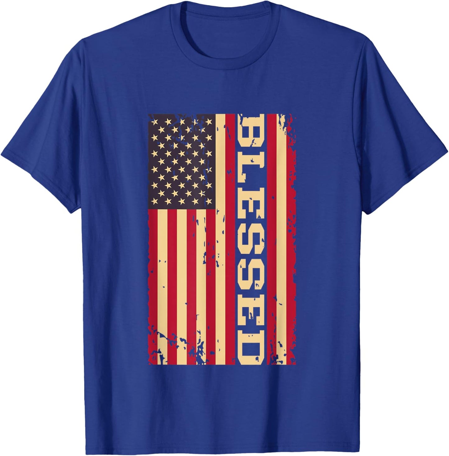 Blessed Christian Religious USA American Flag T-Shirt - T-Shirt | Royal