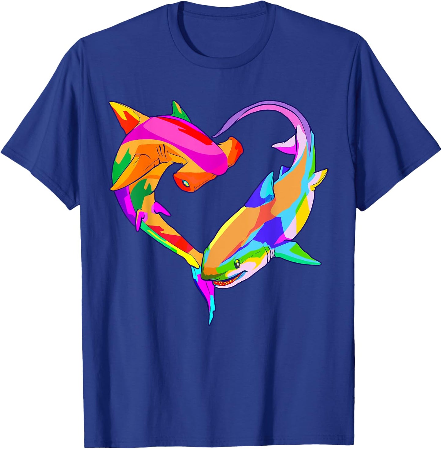 Love Heart Shark Valentine's Day I Love Sharks Colorful T-Shirt - T-Shirt | Royal