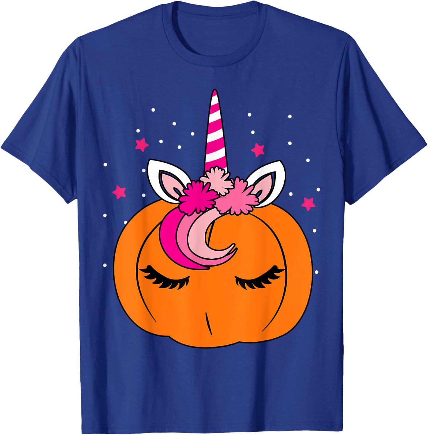 Cute Pumpkin Unicorn Face Costume Easy Halloween Gifts T-Shirt - T-Shirt | Royal