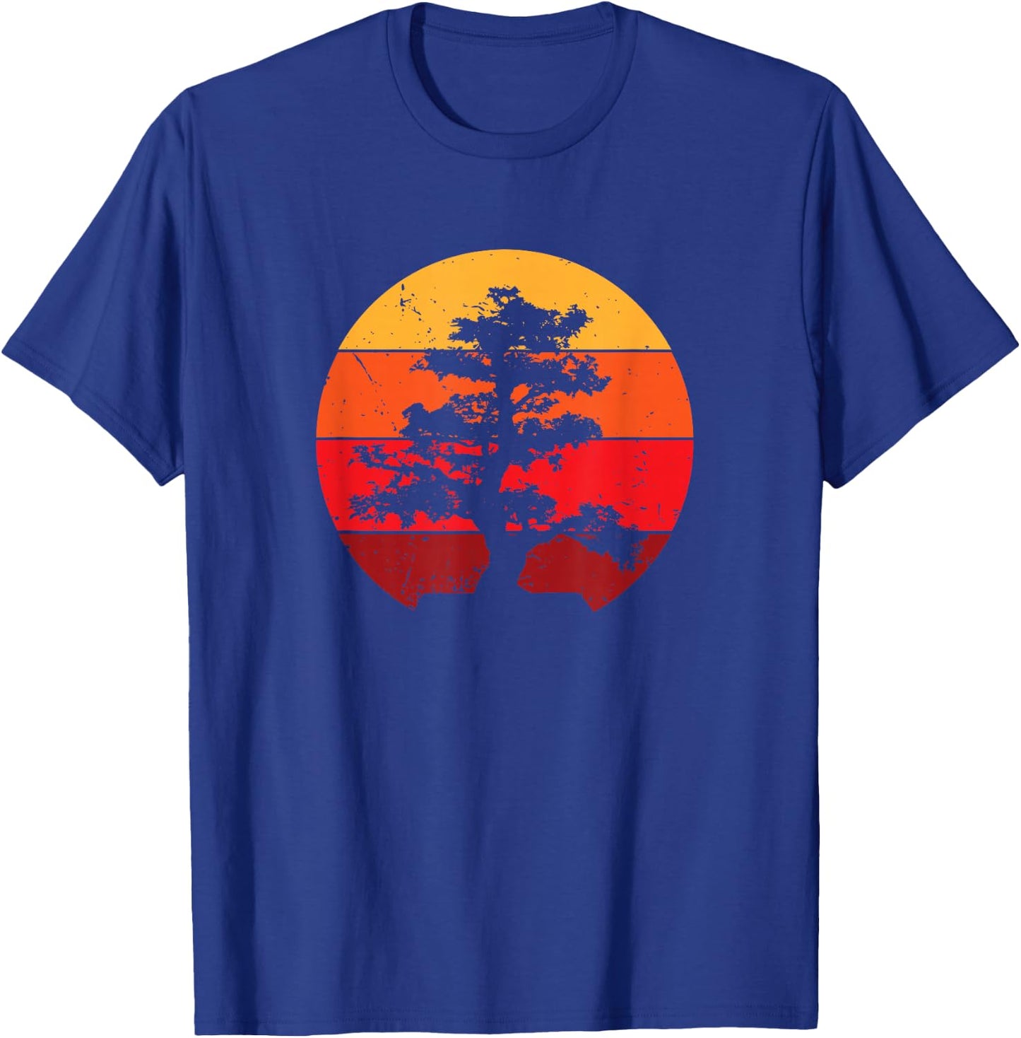 Pacific Ocean Beach Bonsai Tree Sun Retro Vintage T-Shirt - T-Shirt | Royal