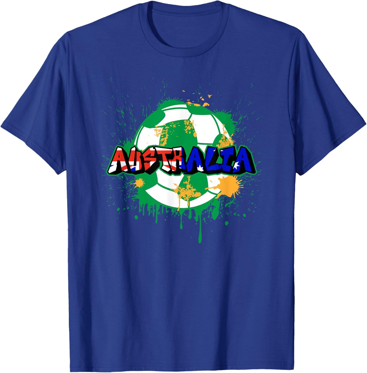 Australia Soccer Street Art Splatter Australian Flag T-Shirt - T-Shirt | Royal