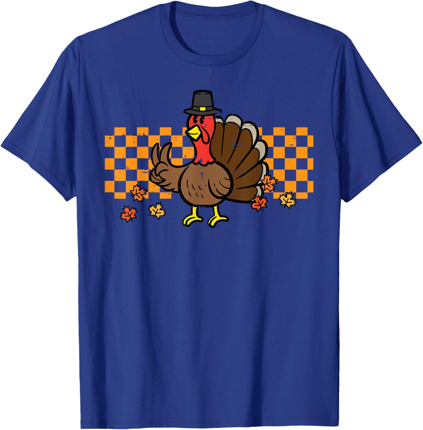 Thanksgiving Turkey Peace Retro Goovy Fall Men Women Kids T-Shirt - T-Shirt | Royal
