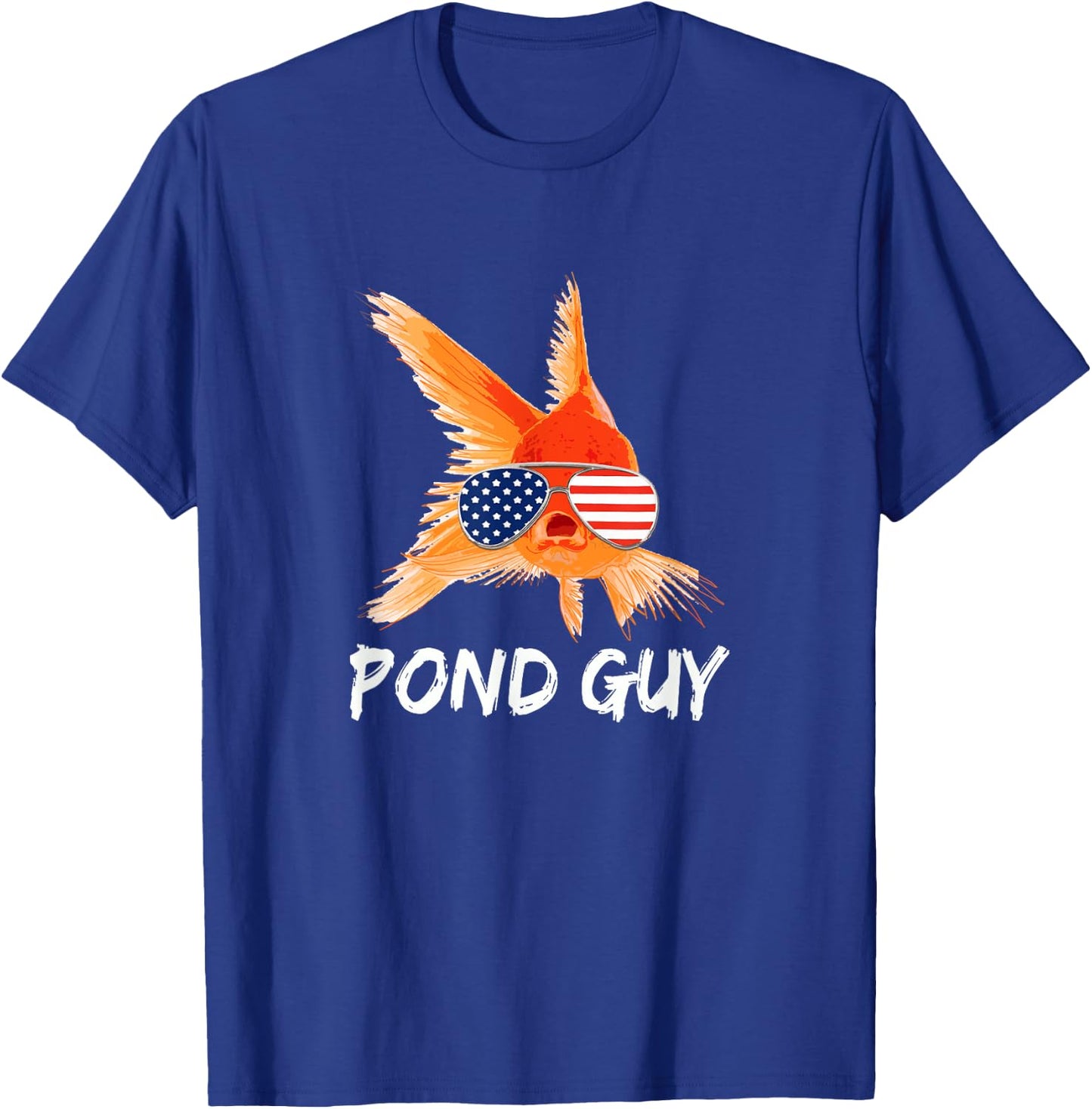 Pond Guy Goldfish Shirt Koi Carp Fish in USA Flag Sunglasses Kids Men T-Shirt - T-Shirt | Royal
