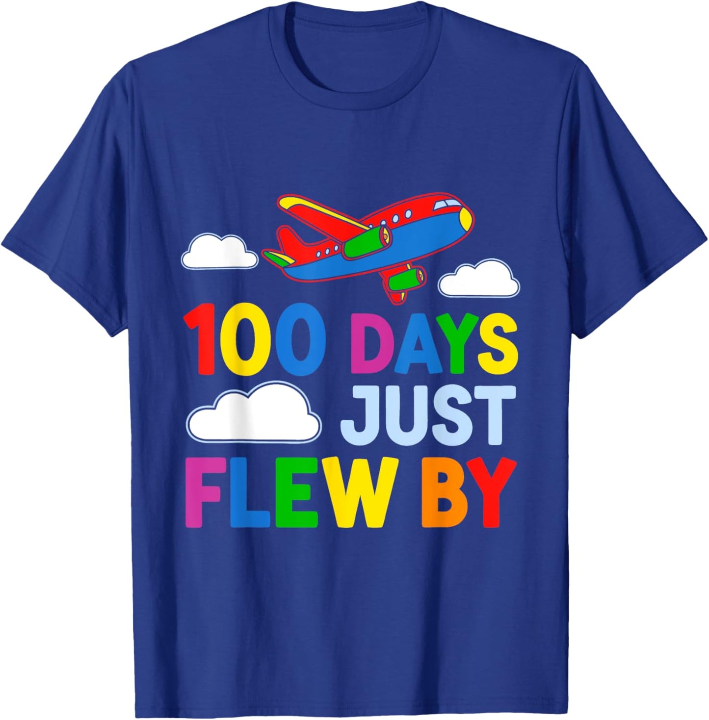 100 Days Just Flew By Airplane 100th Day Of School Kids Teen T-Shirt - T-Shirt | Royal