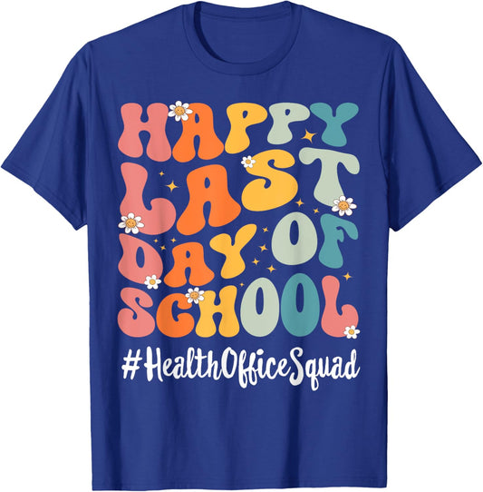 Retro Health Office Squad Happy Last Day Of School Teacher Men Women Kids T-Shirt - T-Shirt | Royal