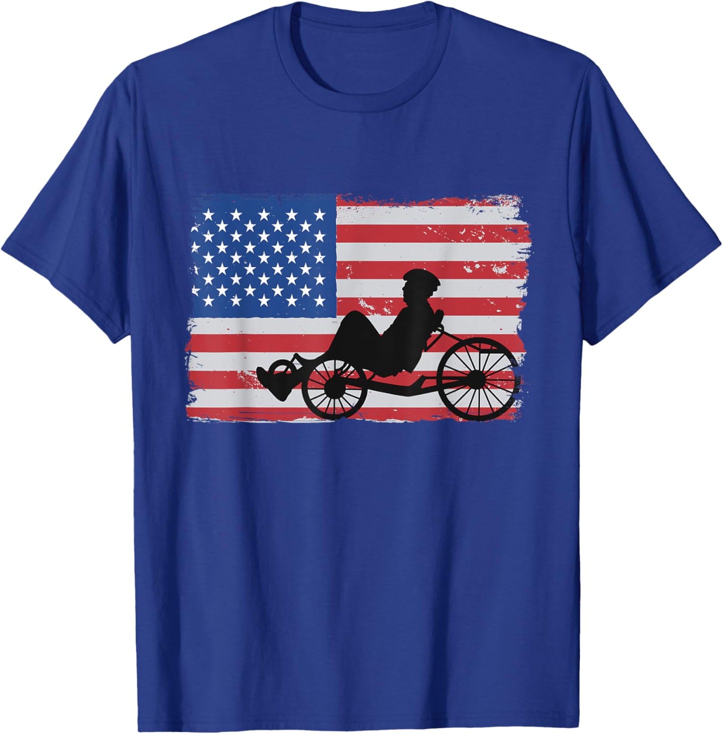 US American Flag 4th Of July Cyclist Recumbent Bicycle T-Shirt - T-Shirt | Royal