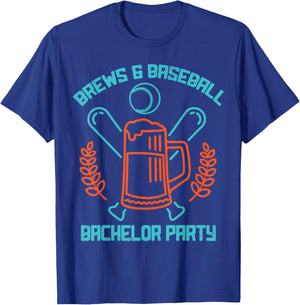 Brews & Baseball Bachelor Party, Best Baseball Fan or Player T-Shirt - T-Shirt | Royal