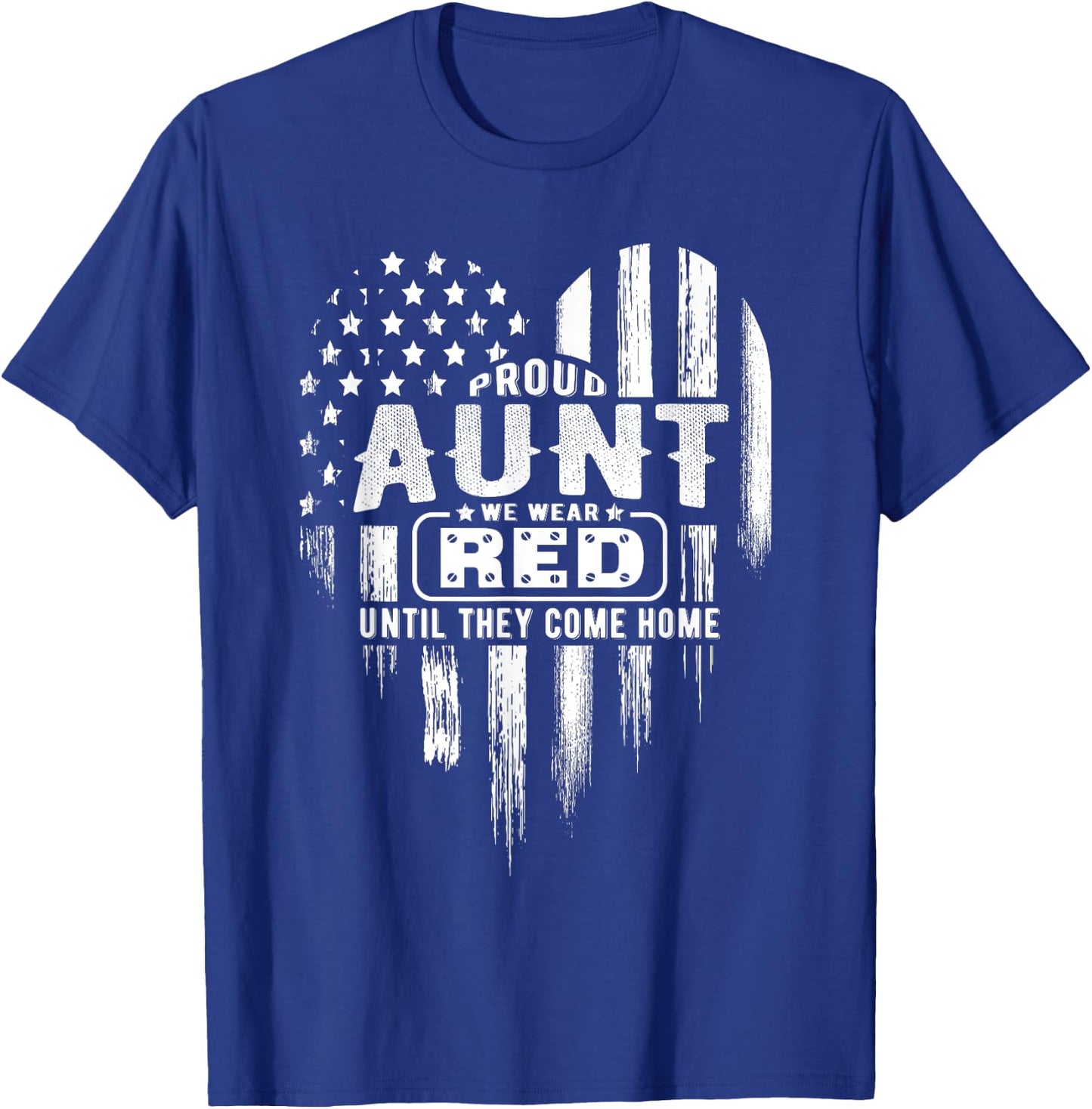 Proud Aunt Red Friday Military Family American Flag Heart Women Kids Men T-Shirt - T-Shirt | Royal
