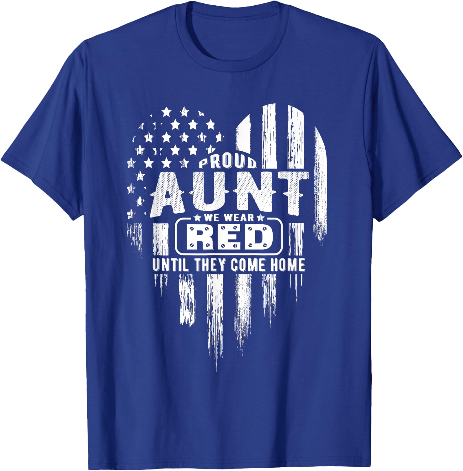 Proud Aunt Red Friday Military Family American Flag Heart Women Kids Men T-Shirt - T-Shirt | Royal