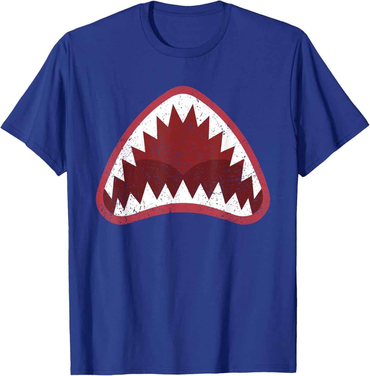 Shark with Open Mouth Distressed T-Shirt - T-Shirt | Royal